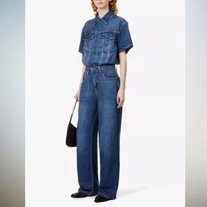 Good American Weightless Wide-Leg Denim Jumpsuit Indigo size 5 NWT